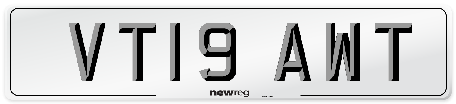 VT19 AWT Number Plate from New Reg